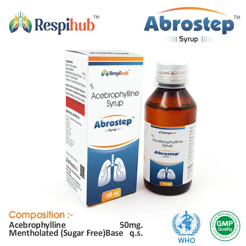 Acebrophylline (50mg) Syrup at the best price in PCD Pharma Franchise for Bronchodilator support.